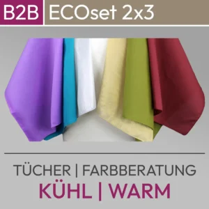 Vergrößerte Produktabbildung für die Kühl-Warm-Tücher zur Farbberatung aus der Reihe ECOset 2x3. Produkt aus dem komood.shop.