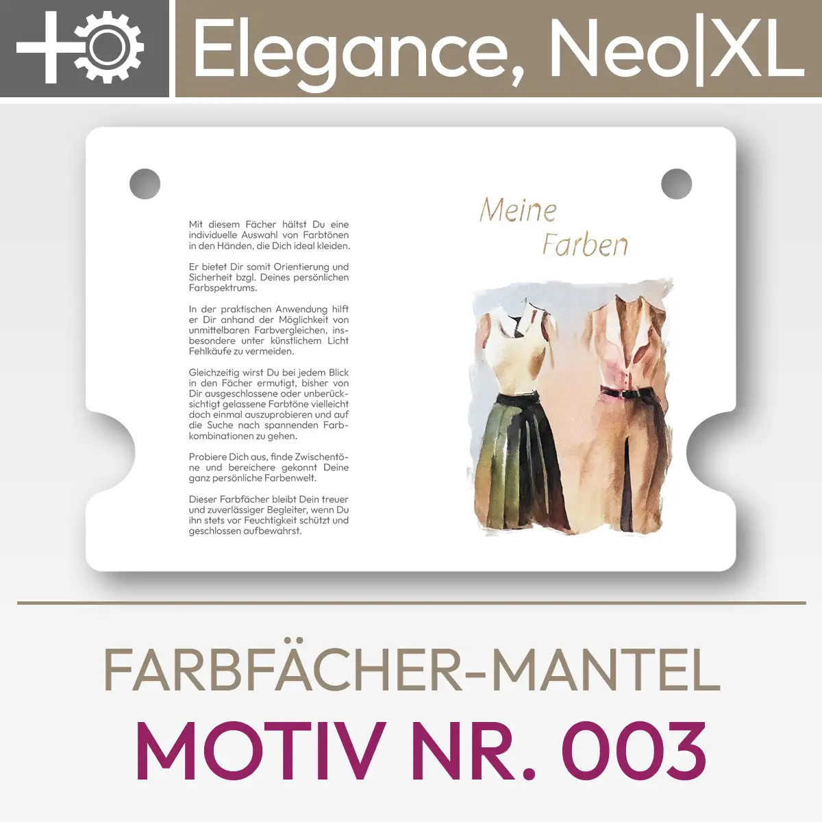 Produktbild Deckblatt des neutralen Mantelumschlags Nr. 003 für Komood-Farbfächer der Serien Elegance, Neo und Neo XL. Produkt aus dem komood.shop.