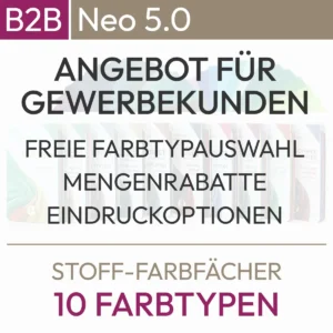Información textual sobre el sistema tipográfico de 10 colores de la serie Neo 5.0 con el siguiente contenido: Oferta para clientes comerciales, selección gratuita del tipo de color, descuentos por cantidad, opciones de impresión. Producto de la tienda komood.shop.