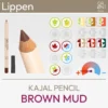 Produktdarstellung für den Kajal Pencil Brown Mud der Marke GRN [GRÜN] bestehend aus einem Produktbild und einer Übersicht aus Komood-Symbolen, für welche Farbtypen aus dem 10-Farbtypen-System und aus dem 12-Farbtypen-System dieser Kajal Pencil farblich besonders gut geeignet ist. Produkt aus dem komood.shop.
