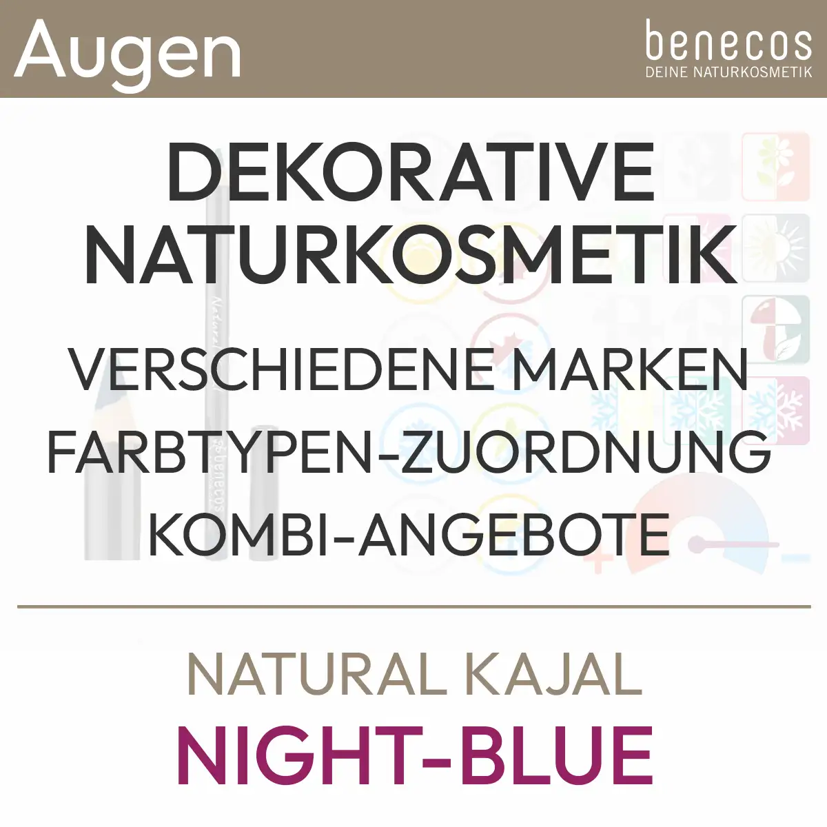 Descripción del producto para la oferta Natural Kajal Noche-Azul de la marca benecos siguiente contenido: Cosmética natural decorativa, varias marcas, asignación de tipo de color, ofertas combinadas. Producto de la tienda komood.shop.