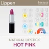 Produkdarstellung für den Natural Lippenstift Hot Pink der Marke benecos bestehend aus einem Produktbild und einer Übersicht aus Komood-Symbolen, für welche Farbtypen aus dem 10-Farbtypen-System und aus dem 12-Farbtypen-System dieser Lippenstift farblich besonders gut geeignet ist. Produkt aus dem komood.shop.