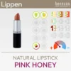 Imagen de producto de la Barra de Labios Natural Miel Rosa de benecos que consiste en una imagen de producto y un resumen de los símbolos de Komood, qué tipos de color del sistema de 10 tipos de color y 12 tipos de color combinan especialmente bien con esta barra de labios en términos de color. Producto de la tienda komood.shop.