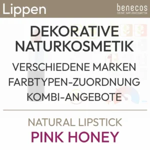 Barra de labios natural "Pink Honey" de benecos de la gama de cosmética natural decorativa. Incluye asignación de tipo de color y ofertas de combinación. Producto de la tienda komood.shop.