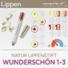 Immagine del prodotto per il rossetto naturale Wunderschön 1-3 di marie w. composta da un'immagine del prodotto e da una panoramica dei simboli komood, che rappresentano i tipi di colore corrispondenti del sistema di tipi a 10 colori e del sistema di tipi a 12 colori per questo rossetto. Prodotto del komood.shop.