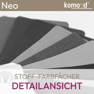 Gros plan sur la texture du tissu des nuanciers à l'intérieur du nuancier Neo pour le conseil en couleur en nuances de gris. komood.shop.