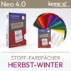 Stoff-Farbpass für den Herbst-Wintertyp - Farbfächer der Serie Neo mit 30 Farbfeldern aus der Herbst-Winter-Farbpalette - dunkel, warm, kühl. Produkt aus dem komood.shop