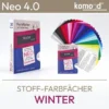 Stoff-Farbpass für den Wintertyp - Farbfächer der Serie Neo mit 30 Farbfeldern aus der Winter-Farbpalette - kontrastreich, kühl, brilliant. Produkt aus dem komood.shop