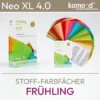 Stoff-Farbpass für den Frühlingstyp - Farbfächer der Serie Neo XL mit 40 Farbfeldern aus der Frühling-Farbpalette - hell, warm, zart. Produkt aus dem komood.shop