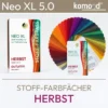 Stoff-Farbpass für den Herbsttyp - Farbfächer der Serie Neo XL 5.0 mit 40 Farbfeldern aus der Herbst-Farbpalette - dunkel, warm. Produkt aus dem komood.shop