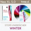 Stoff-Farbpass für den Wintertyp - Farbfächer der Serie Neo XL 5.0 mit 40 Farbfeldern aus der Winter-Farbpalette - kontrastreich, kühl, brilliant. Produkt aus dem komood.shop