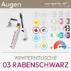 Produktabbildung für die Wimperntusche 03 Rabenschwarz der Marke marie w. bestehend aus einem Produktbild und einer Übersicht aus Komood-Symbolen, zu welchen Farbtypen aus dem 10-Farbtypen- und 12-Farbtypen-System diese Wimperntusche farblich besonders gut passt. Produkt aus dem komood.shop.